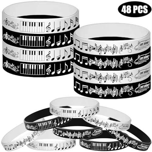 ATSMOICY 48PCS Piano Notes Rubber Bracelets Silicone Wristbands Party FavorsChoir Music Prize Candy Party Decorations Birthday Baby Shower Party Favors - Image 5
