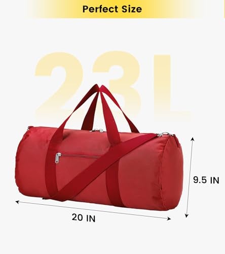 Vorspack Small Duffel Bag 20 Inches Foldable Gym Bag for Men Women Duffle Bag Lightweight with Inner Pocket for Travel Sports - Red - Image 2