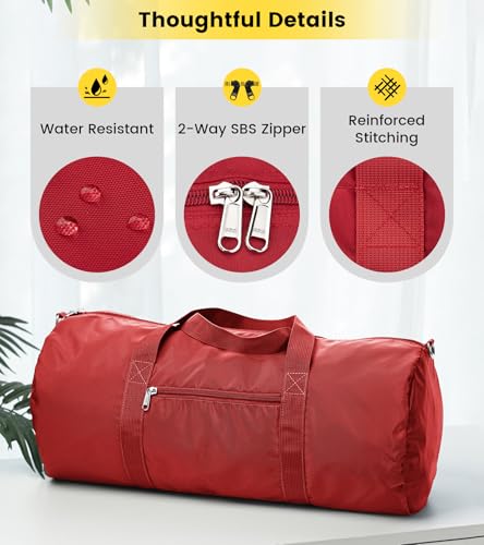 Vorspack Small Duffel Bag 20 Inches Foldable Gym Bag for Men Women Duffle Bag Lightweight with Inner Pocket for Travel Sports - Red - Image 4