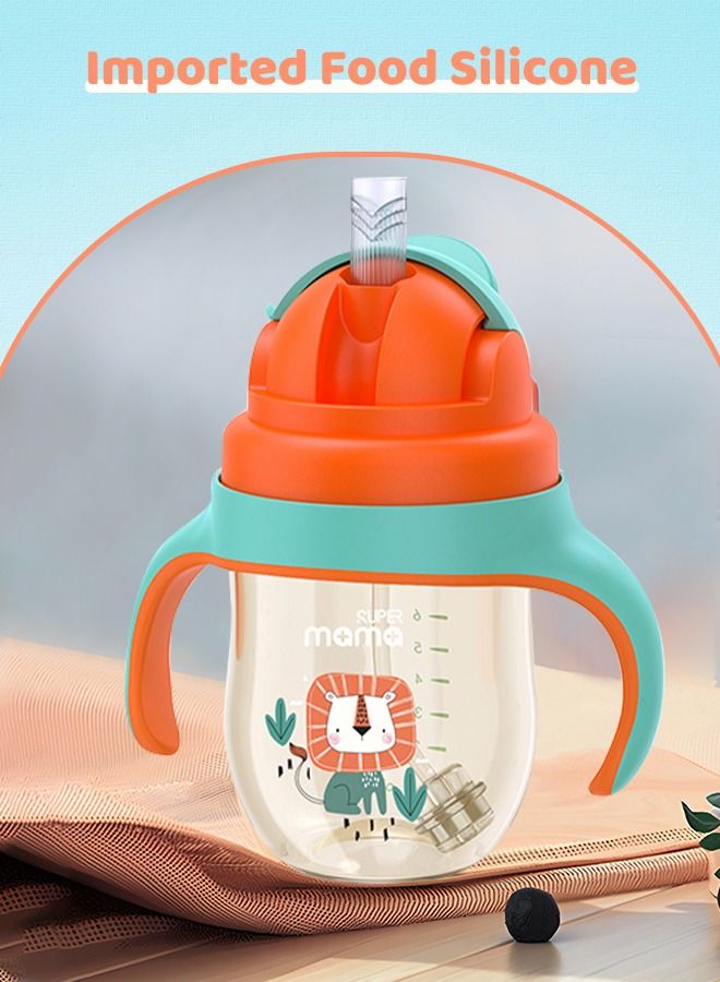 PPSU Baby Sippy Cup Boys and Girls Toddler Straw Cups Kids Water Bottle Spill Proof for School Outdoor Or Indoor BPA Free Easy To Hold 266ml