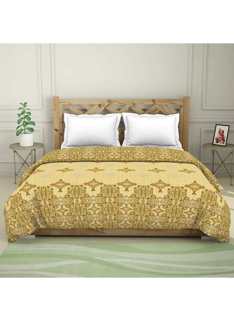 SPACES Spaces 100 Cotton Shell Quilt Double High Absorbency Tencel Fibre Ultra Soft 210 Tc Light Yellow Quilt for Double Bed  - Image 1
