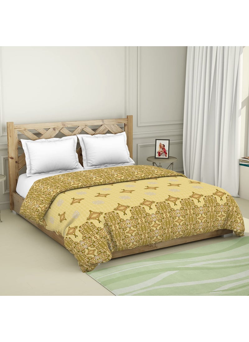 SPACES Spaces 100 Cotton Shell Quilt Double High Absorbency Tencel Fibre Ultra Soft 210 Tc Light Yellow Quilt for Double Bed  - Image 2