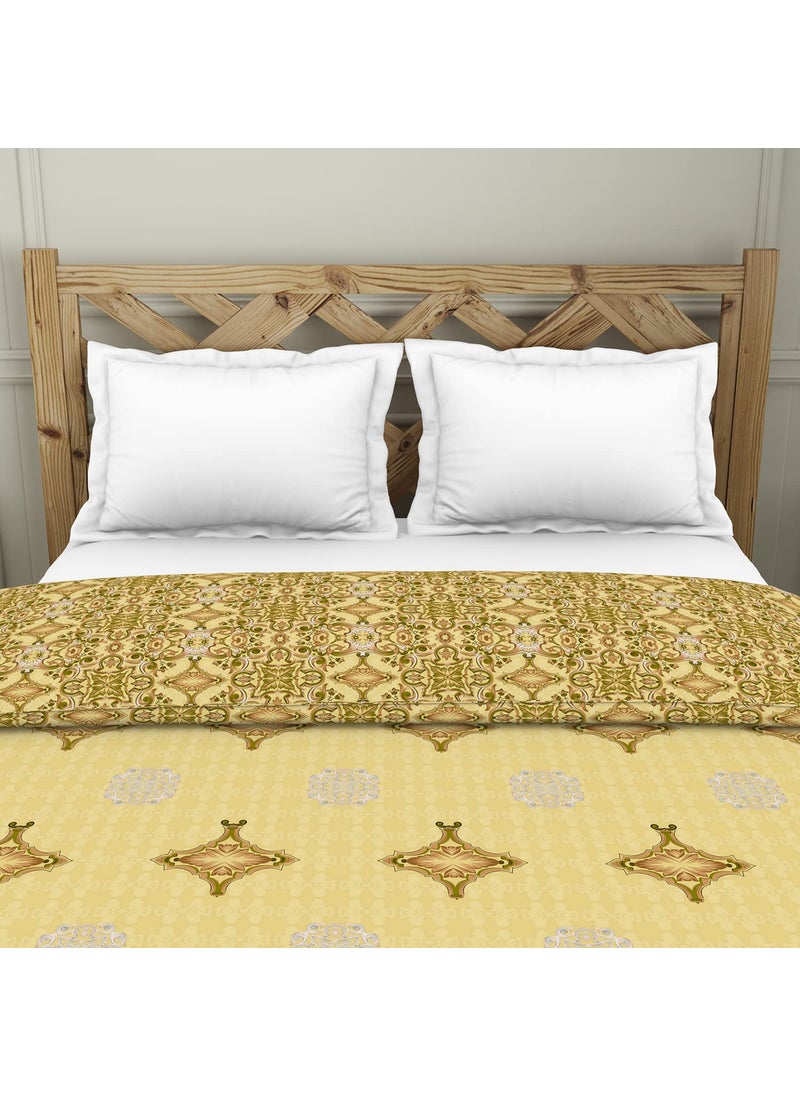 SPACES Spaces 100 Cotton Shell Quilt Double High Absorbency Tencel Fibre Ultra Soft 210 Tc Light Yellow Quilt for Double Bed  - Image 4