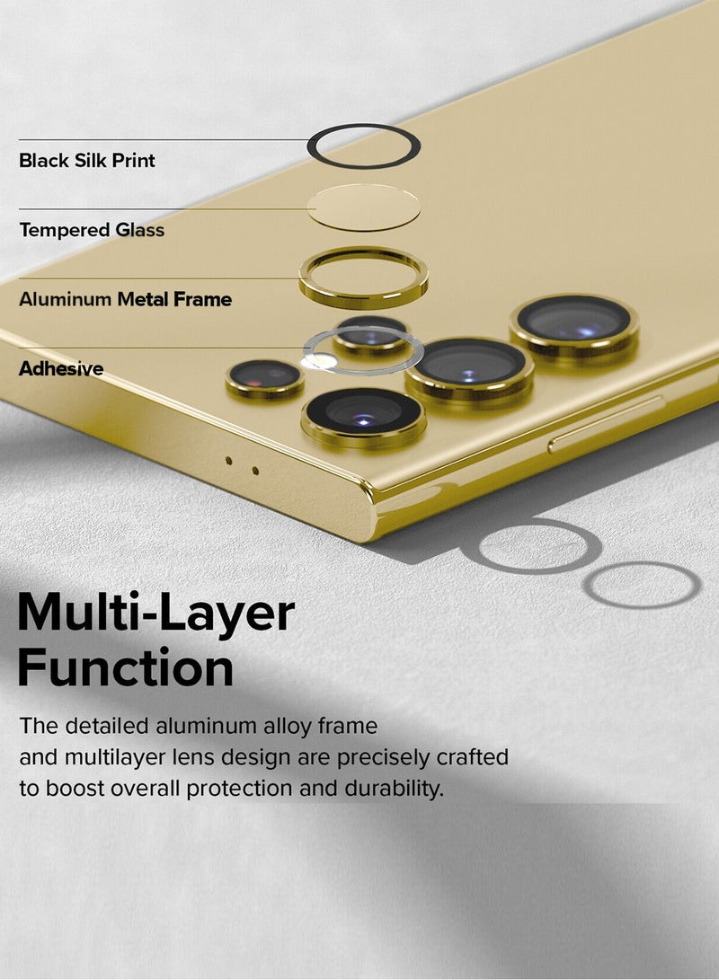 Wtech Samsung Galaxy S25 Ultra 2025 Premium Alloy Ring Camera Lens Tempered Glass Protector Shield - Titanium Gold - Image 5