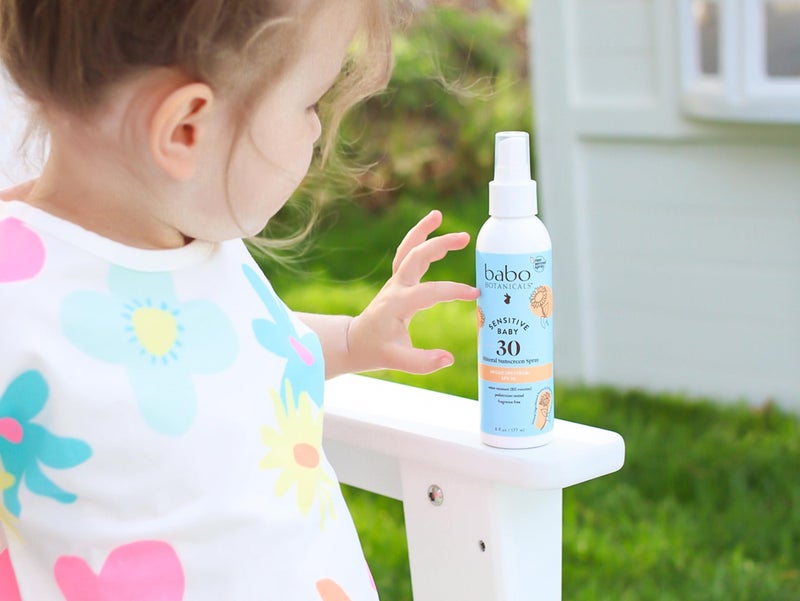 Babo Botanicals Sensitive Baby Mineral Sunscreen Spray SPF30 - Natural Zinc Oxide - Non-Aerosol - Face & Body - Fragrance-Free - Water Resistant - For Babies & Kids - Image 2