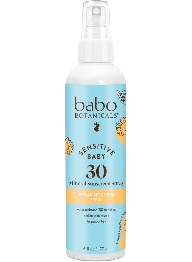 Babo Botanicals Babo Botanicals Baby Skin Mineral Sunscreen Spray SPF 30 with 100% Zinc Oxide Active, Water-Resistant, Unscented - Image 1