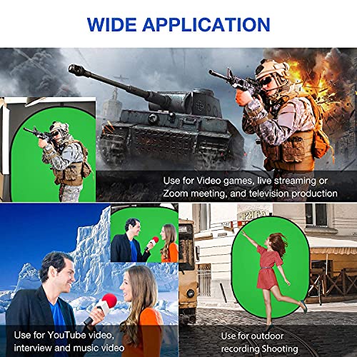 Yesker 5ft x 6.5ft Chromakey Backdrop, 2-in-1 Background Screen Green and Blue Screen, Foldable Backdrop for Photography, Gaming and Live Streaming - Image 4