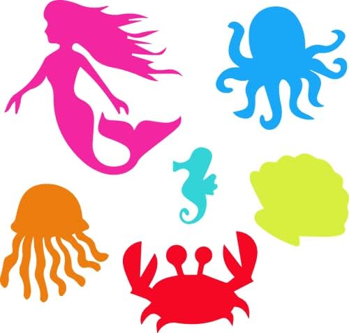 SWAGSTATION Kids' Sea Animal & Mermaid Jellyfish Alphabet Stencils - 12x12 Inches - Image 3