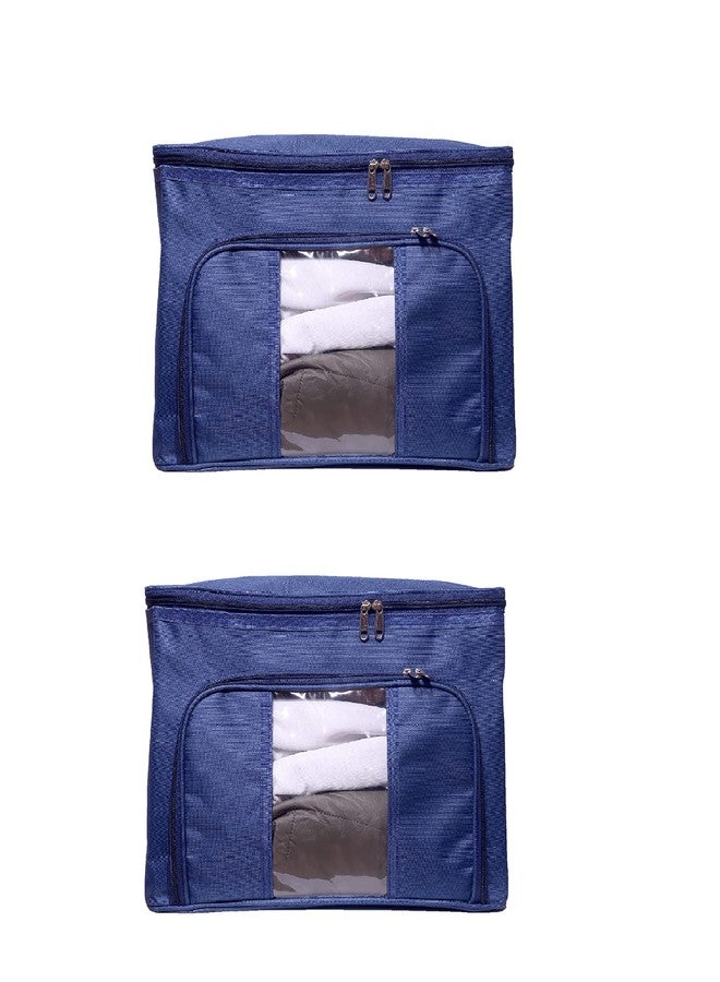 ABBASI Storage Bags - Closet Organizer Cloth Storage Bag for Wardrobe, Saree Cover (Pack of 2, Navy Blue) - Image 1