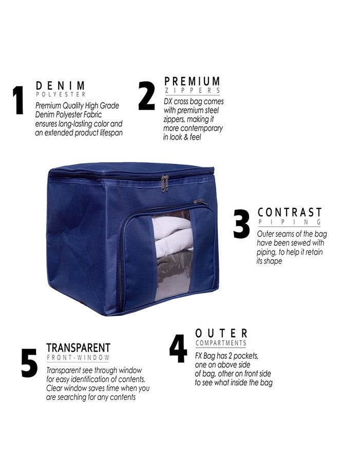 ABBASI Storage Bags - Closet Organizer Cloth Storage Bag for Wardrobe, Saree Cover (Pack of 2, Navy Blue) - Image 4