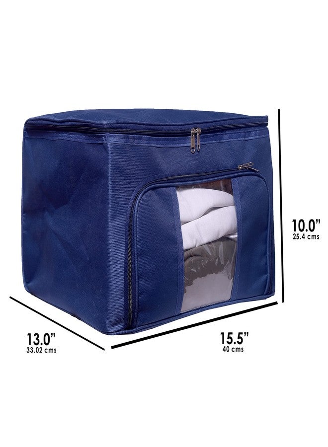 ABBASI Storage Bags - Closet Organizer Cloth Storage Bag for Wardrobe, Saree Cover (Pack of 2, Navy Blue) - Image 2