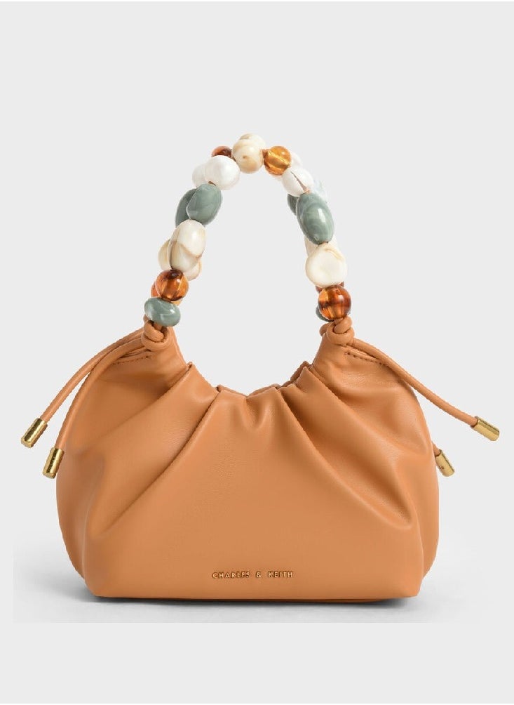 Charles & Keith Charles & Keith Aviary Beaded Acrylic Handle Slouchy Bag  - Image 1