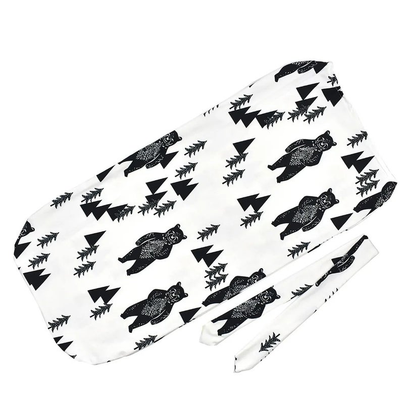 Y&D Newborn Swaddle Sleeping Bag with Headband Set - Organic Cotton Baby Wrap Swaddlers Cocoon - Image 1