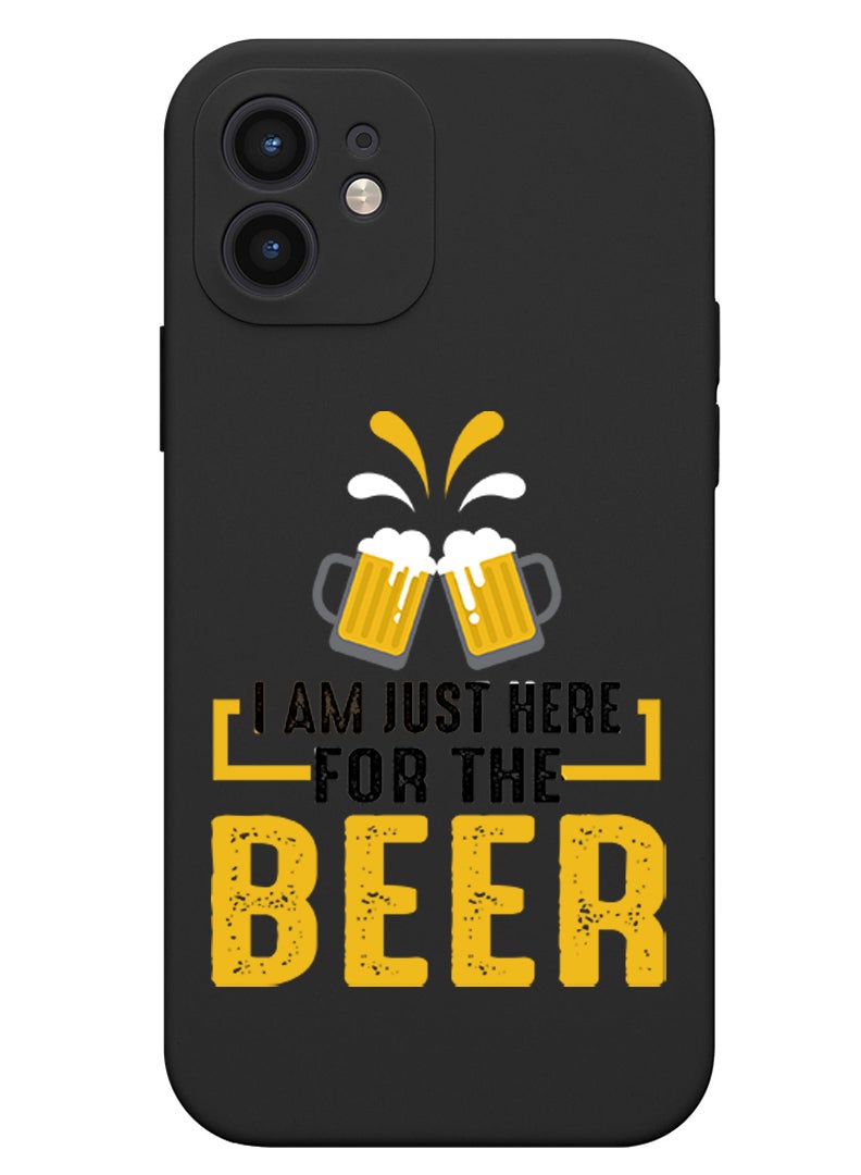 Theodor Protective Slim Fit Case Liquid Silicone Cover with Full Body Protection Anti-Scratch Shockproof Case For iPhone 12 Black  - Here for Beer copy - Image 1