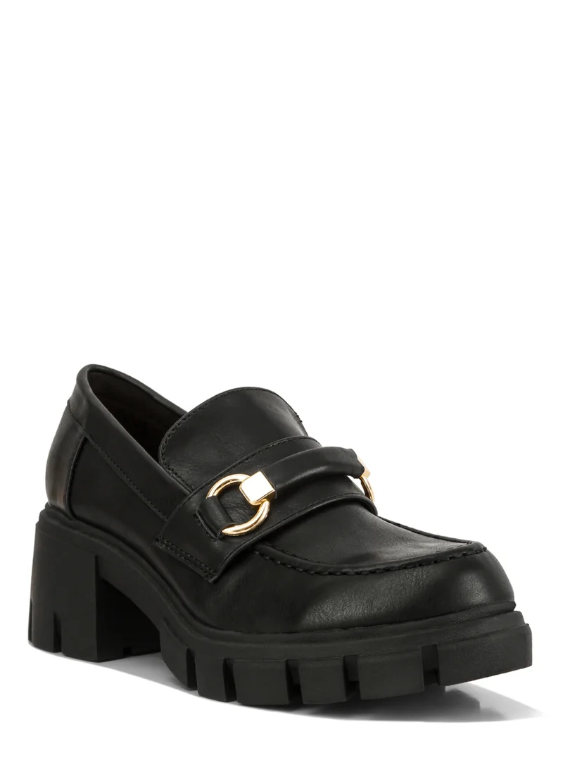 London Rag Black Chunky Platform Loafers