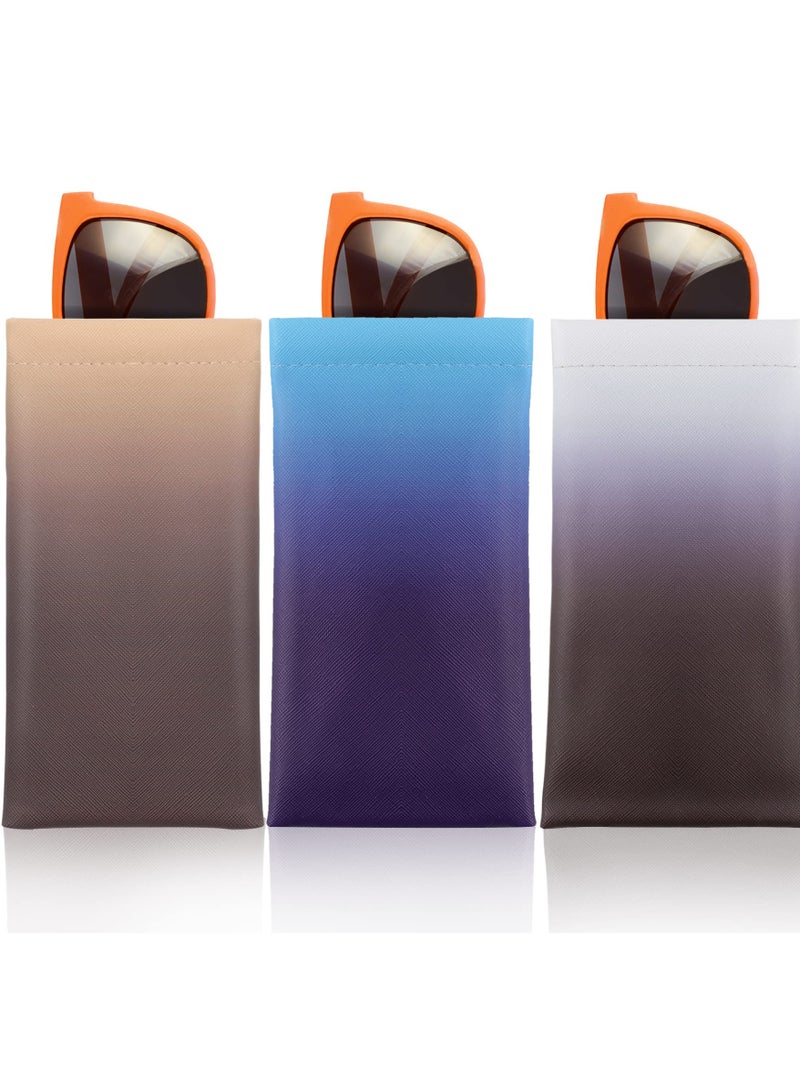 3-Pack Soft PU Sunglasses Cases, Waterproof Portable Travel Pouches for Women, Stylish Leather Eyewear Bags for Spectacles and Sunglasses. - Image 1
