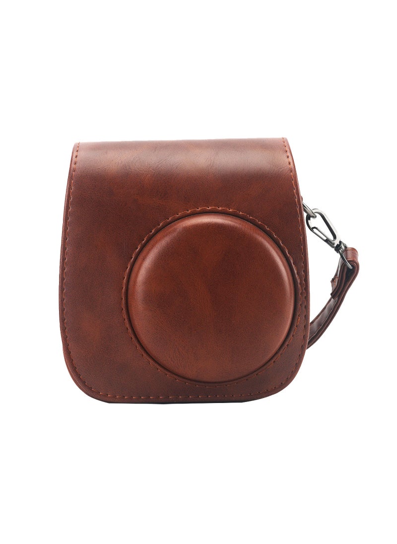 Generic New Fujifilm Instant Camera Bag Mini8/9/11/12 Solid Color Universal Camera Case Storage Bag For Photography Equipment Brown (magnetic) 
