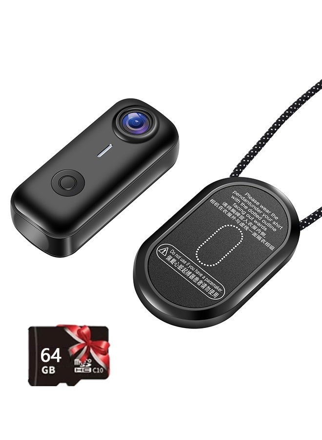 Mini Body Camera, Wearable Action Body Cam, Thumb Size Hands Free Recording Body Worn Camera, Premium Portable Camcorder Mount Anywhere for Pet Walking, Work, Travel (Black, 64GB) - Image 1