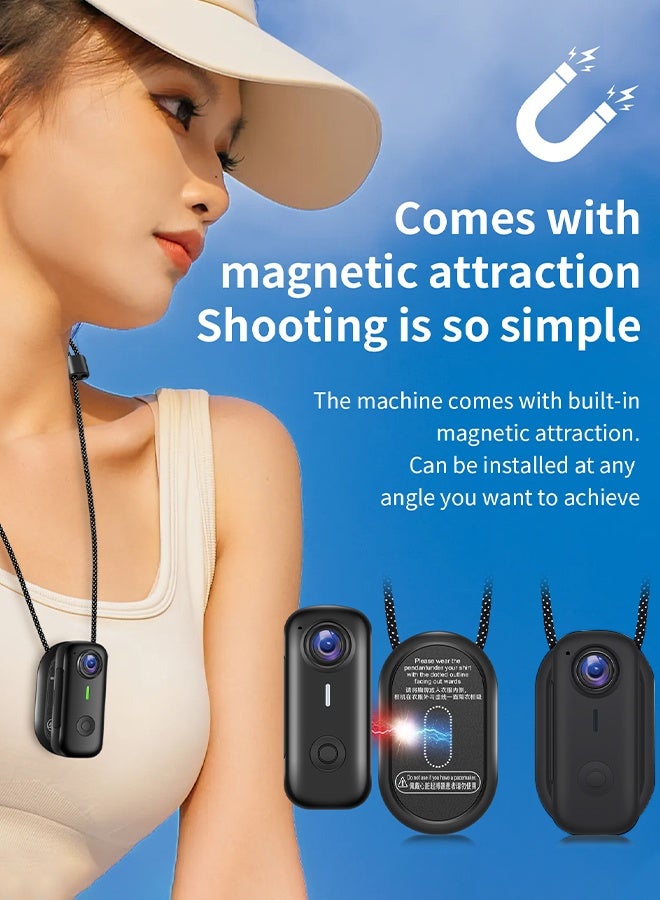 Mini Body Camera, Wearable Action Body Cam, Thumb Size Hands Free Recording Body Worn Camera, Premium Portable Camcorder Mount Anywhere for Pet Walking, Work, Travel (Black, 64GB) - Image 3