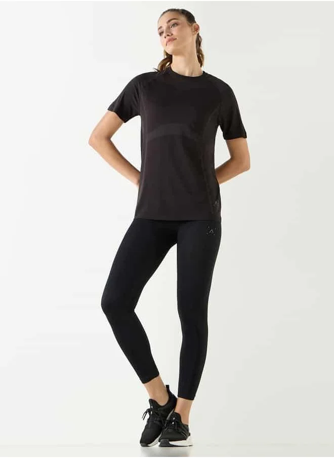 ADOT Textured Crew Neck T-shirt with Short Sleeves