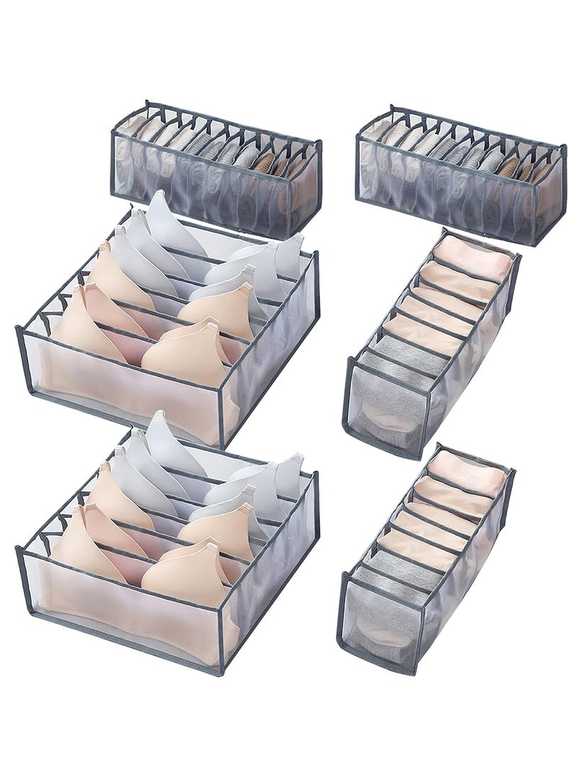 AIWANTO 6-Pack Foldable Drawer Organizers Closet Storage Boxes for Underwear, Socks, Bras, Panties, Ties & More - Image 1