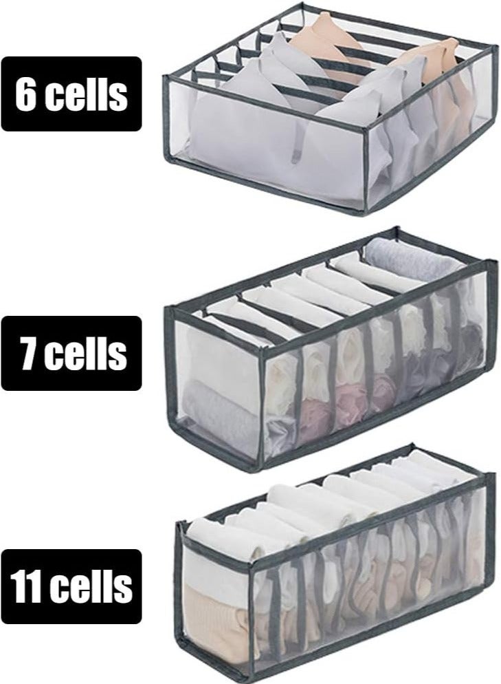 AIWANTO 6-Pack Foldable Drawer Organizers Closet Storage Boxes for Underwear, Socks, Bras, Panties, Ties & More - Image 2