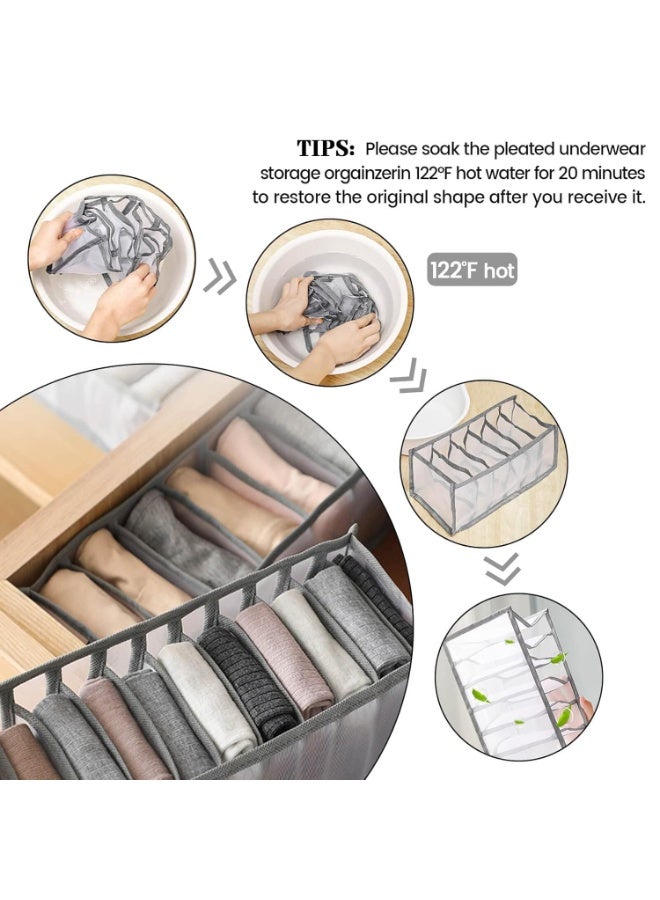 AIWANTO 6-Pack Foldable Drawer Organizers Closet Storage Boxes for Underwear, Socks, Bras, Panties, Ties & More - Image 3