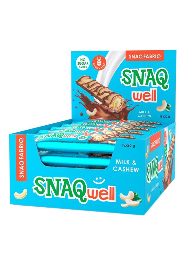 Snaq Fabriq Chocolate Wafer Milk Chocolate With Cashew Flavour 20Gm Box Of 15 