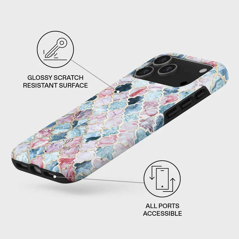 بورجا جراب iPhone 17 Pro Max Pink Beach Premium متوافق مع هيكل صلب مزدوج الطبقات هجين + حماية من السيليكون - غطاء محمول مقاوم للخدش والصدمات