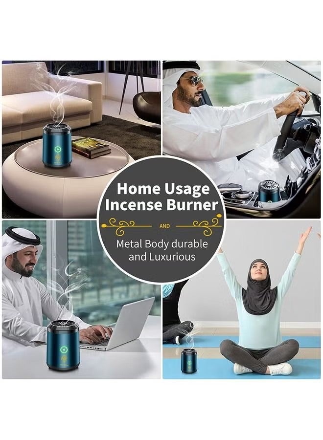 Oud Bukhoor Car USB Mini Type-C Power Rechargeable Incense Burner Decorations Blue 9.8x7.4x6.7 cm  - Image 4