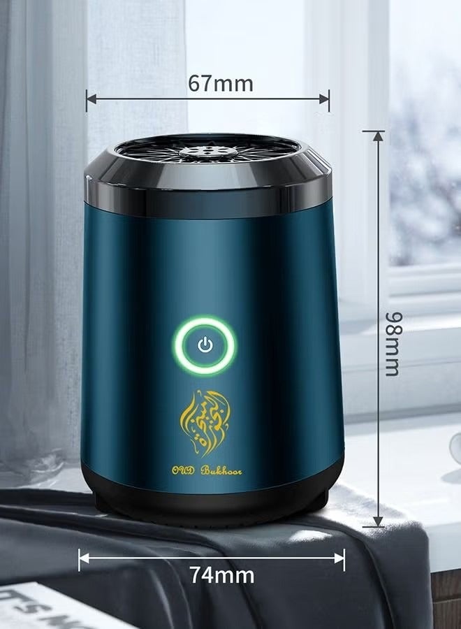 Oud Bukhoor Car USB Mini Type-C Power Rechargeable Incense Burner Decorations Blue 9.8x7.4x6.7 cm  - Image 3