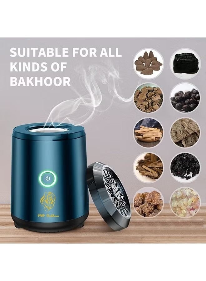Oud Bukhoor Car USB Mini Type-C Power Rechargeable Incense Burner Decorations Blue 9.8x7.4x6.7 cm  - Image 1