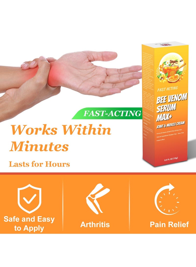 FAST 4PACK Natural Organic Bee Venom Muscle Joint Cream, Extra Strength Muscle & Joints Caring Ointment 15g*4 - Image 3