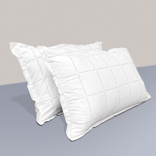 SleepyCat Cotton Pillow Case with Envelope Closure - Pack of 2 Count | Coloured with AZO-Free Dyes and Oeko-Tex Certified | Machine Washable, Overboard Checks (King Size, 32X20 Inches),200 - Image 1