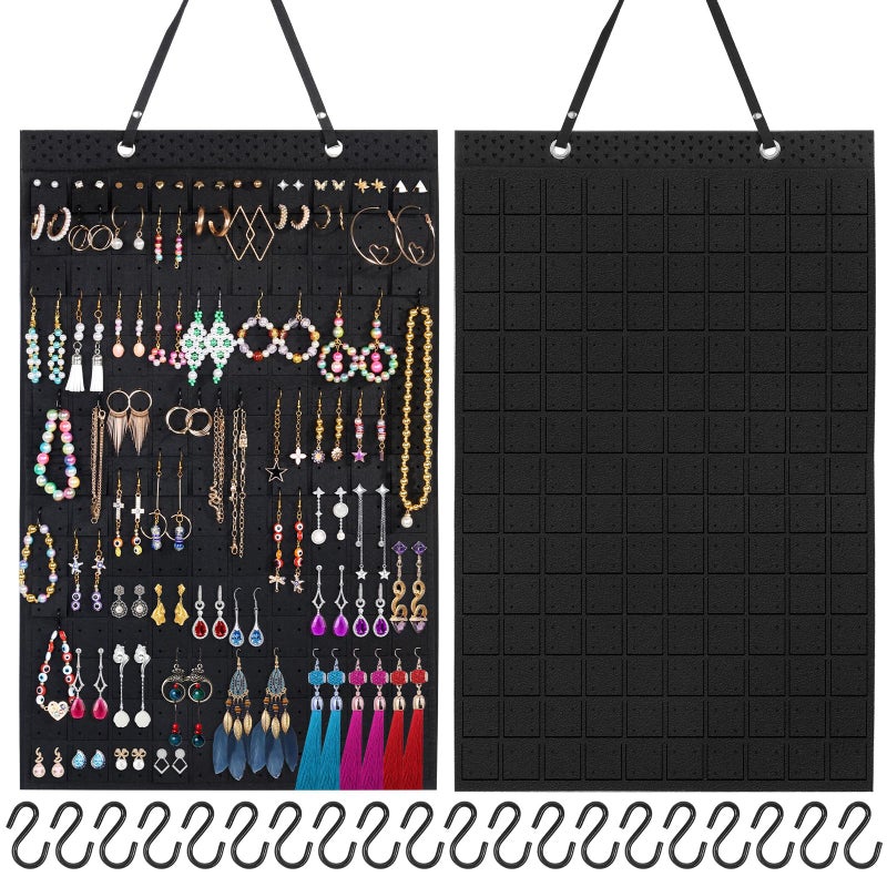 Caffox Hanging Earring Holder Large Earring Organizer with 20Pcs Extra Hooks for Earrings Necklaces Bracelets Jewelry and Sunglasses Wall Earring Display for Home Holds Up To 300 Pairs