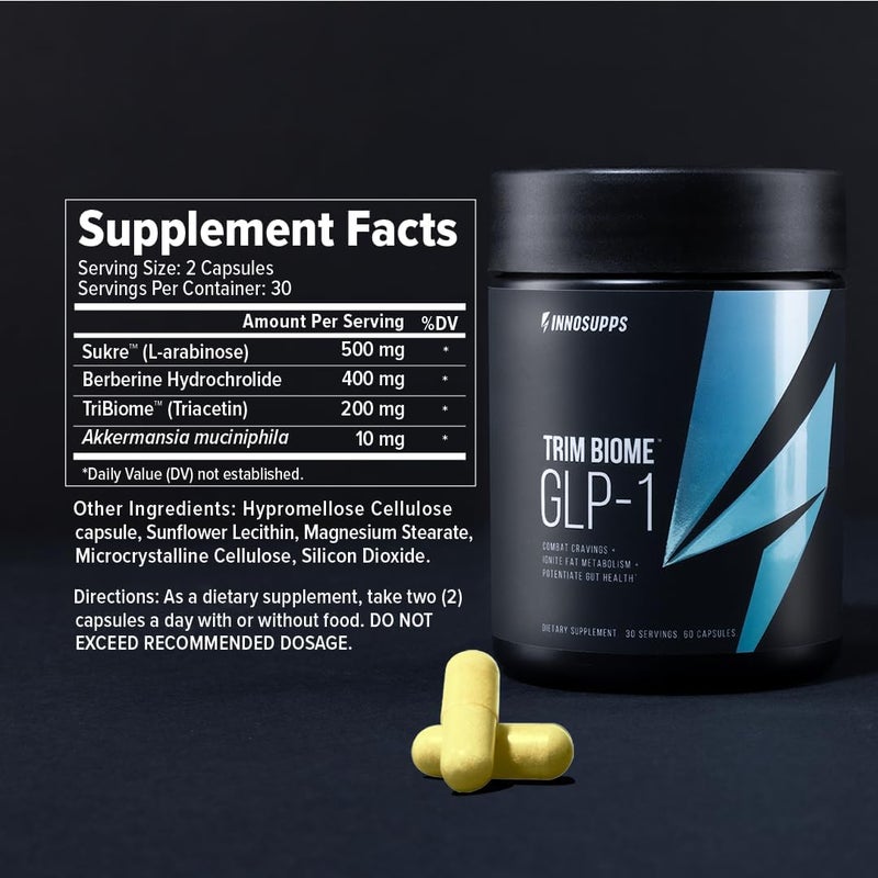 InnoSupps Trim Biome GLP1  Gut Health  Metabolic Support  Prebiotic  Probiotic  Postbiotic  Akkermansia  Berberine  60 Capsules 30 Servings - Image 3