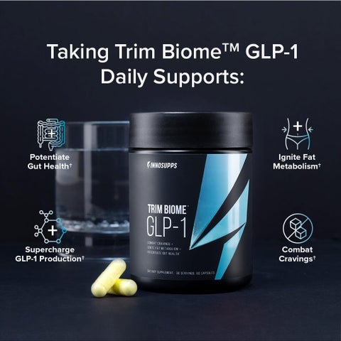 InnoSupps Trim Biome GLP1 Gut Health Metabolic Support Prebiotic Probiotic Postbiotic Akkermansia Berberine 60 Capsules 30 Servings