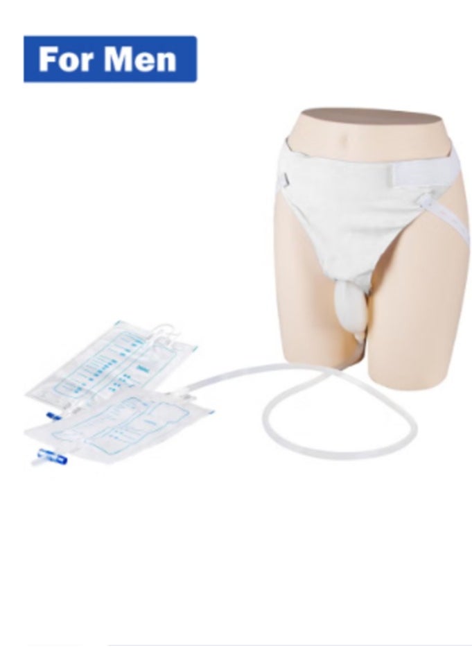 Wearable Urine Collector with 2000ml and 1000ml Reusable Silicone Urine Catheter Bag for Men