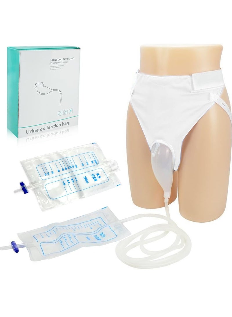 Wearable Urine Collector with 2000ml and 1000ml Reusable Silicone Urine Catheter Bag for Men