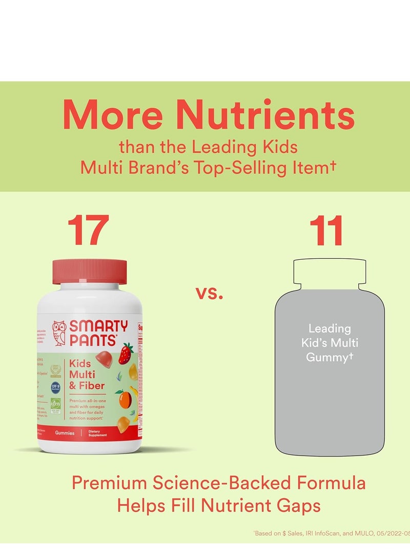 سمارتي بانتس علكات متعددة الفيتامينات ومكملات الألياف من سمارت بانتس للأطفال: أوميغا 3 زيت السمك (EPA/DHA)، فيتامين D3، C، فيتامين B12، B6، فيتامين A، الزنك، علكات الألياف، ثلاث نكهات فواكه، 90 قطعة (تكفي لمدة 22 يوم) - Image 4
