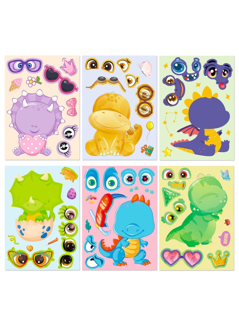 24Sheets Make Your Own Dinosaur Sticker Sheets, Dinosaur Party Favors Face Stickers for Kids Boys Crafts Activities Gift Bags Birthday Party Gifts for Kids Classroom - Image 5