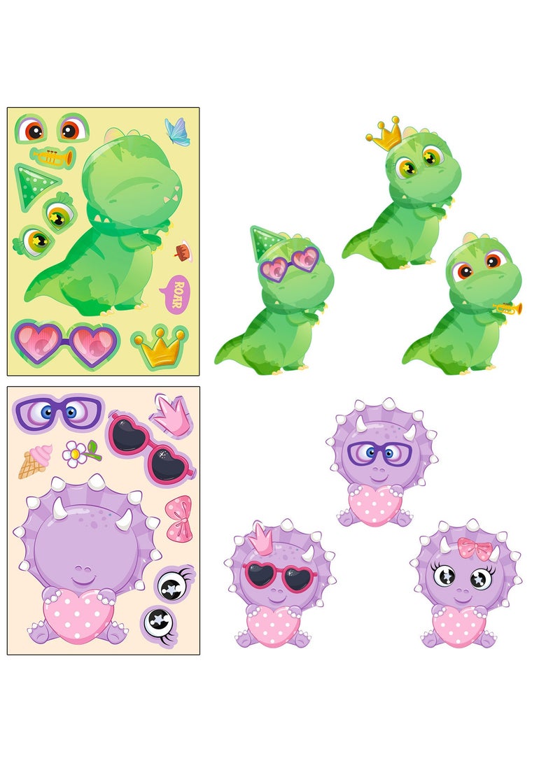 24Sheets Make Your Own Dinosaur Sticker Sheets, Dinosaur Party Favors Face Stickers for Kids Boys Crafts Activities Gift Bags Birthday Party Gifts for Kids Classroom - Image 4