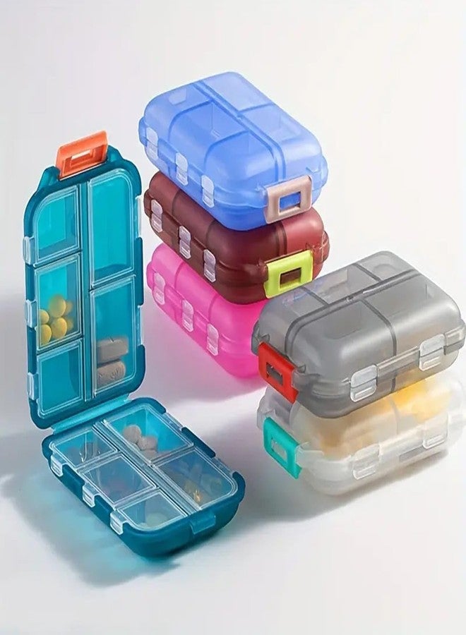 AccuPrints Sumiko Pack of 2 Travel Pill Organizer Box - Portable 10 Compartment Medicine Storage Case, Waterproof Pill Dispenser for Vitamins, Tablets & Daily Pills - Compact Pill Holder for Travel & Home Use - Image 1