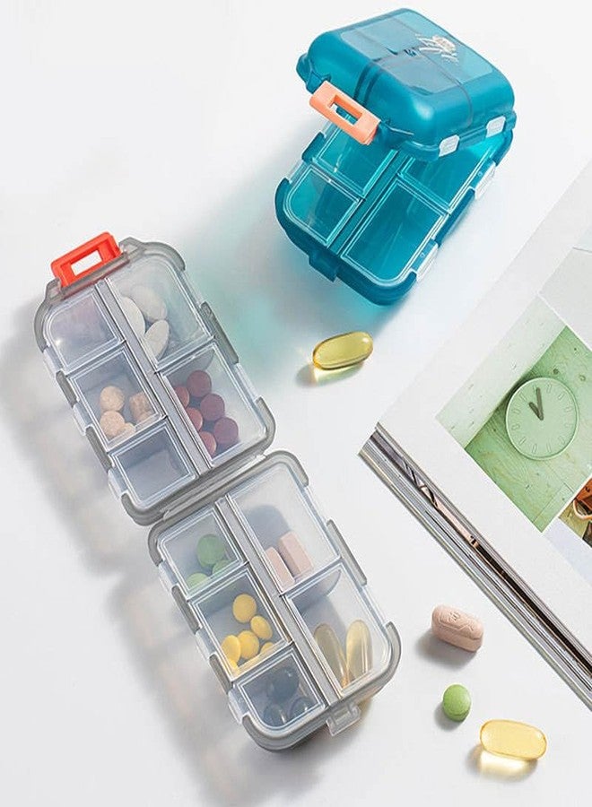 AccuPrints Sumiko Pack of 2 Travel Pill Organizer Box - Portable 10 Compartment Medicine Storage Case, Waterproof Pill Dispenser for Vitamins, Tablets & Daily Pills - Compact Pill Holder for Travel & Home Use - Image 4