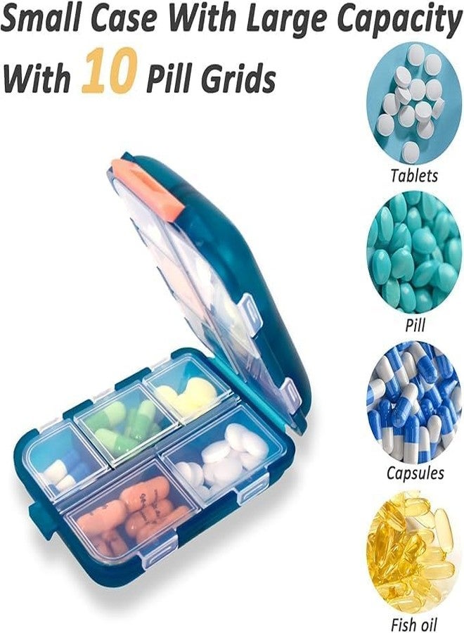 AccuPrints Sumiko Pack of 2 Travel Pill Organizer Box - Portable 10 Compartment Medicine Storage Case, Waterproof Pill Dispenser for Vitamins, Tablets & Daily Pills - Compact Pill Holder for Travel & Home Use - Image 2