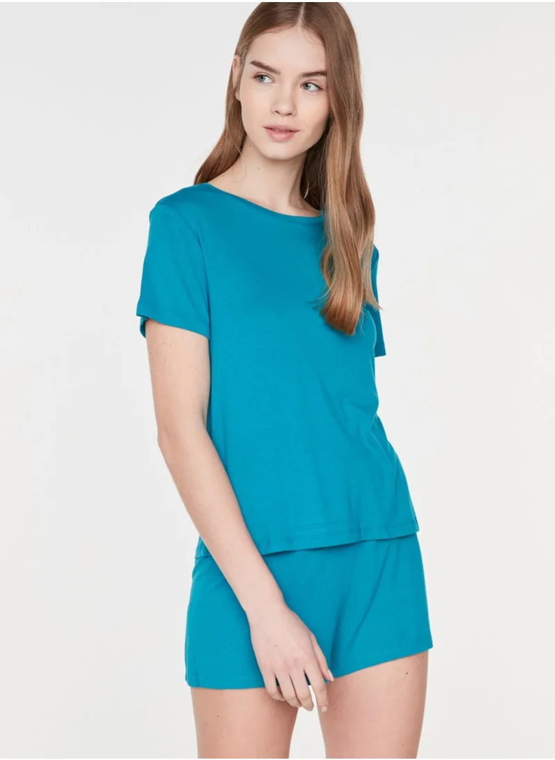 trendyol Crew Neck T-Shirt & Shorts Set