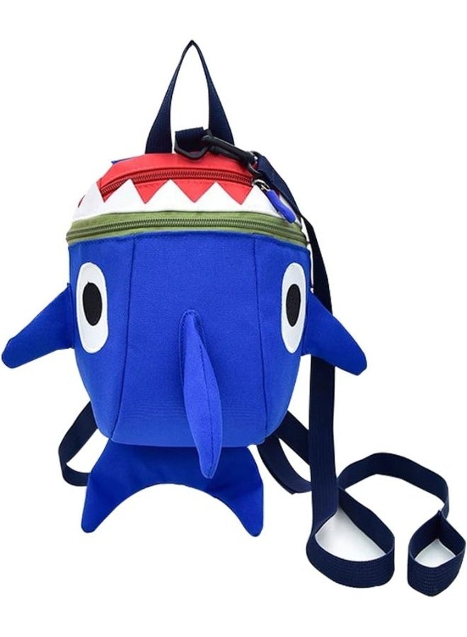HANZE Safety Kids Leash Backpack with Harness Leash Shark for Toddlers Boys Girls-Blue - Image 1