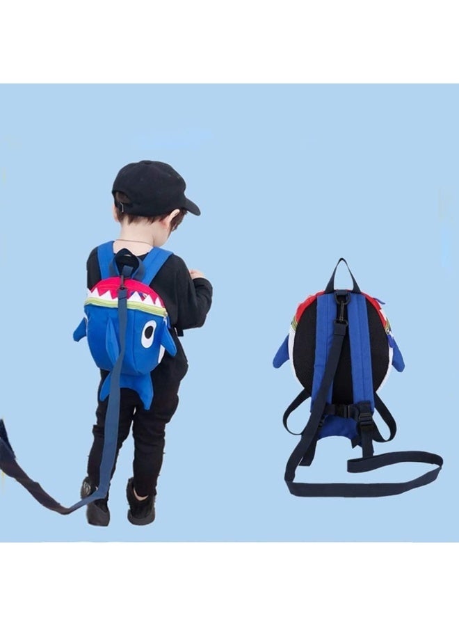 HANZE Safety Kids Leash Backpack with Harness Leash Shark for Toddlers Boys Girls-Blue - Image 4