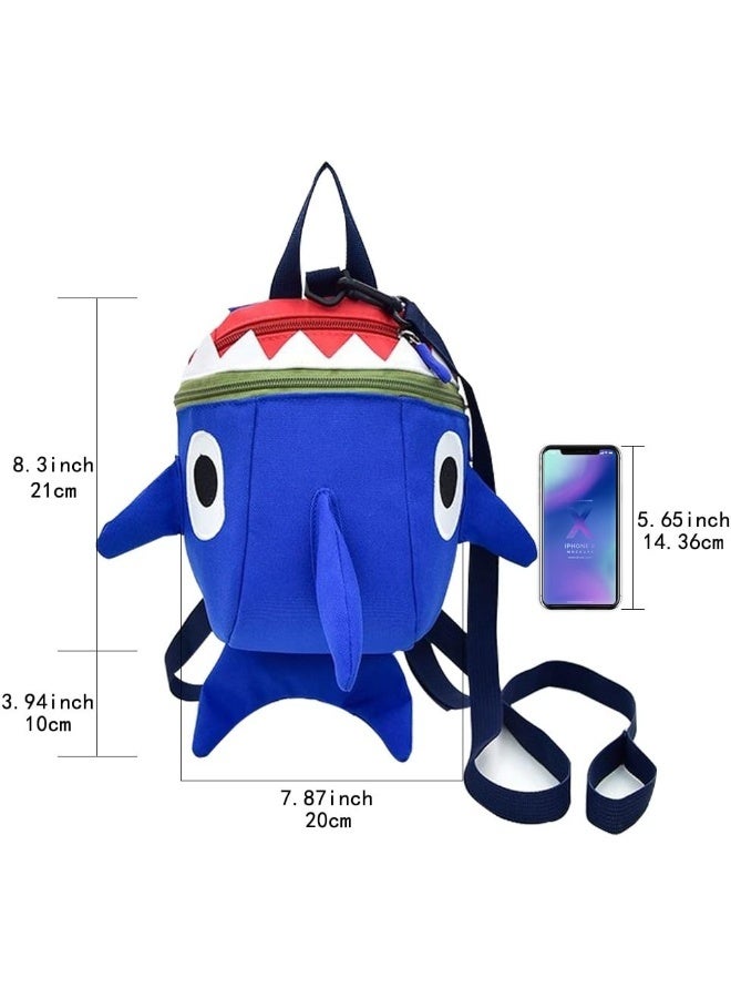 HANZE Safety Kids Leash Backpack with Harness Leash Shark for Toddlers Boys Girls-Blue - Image 5