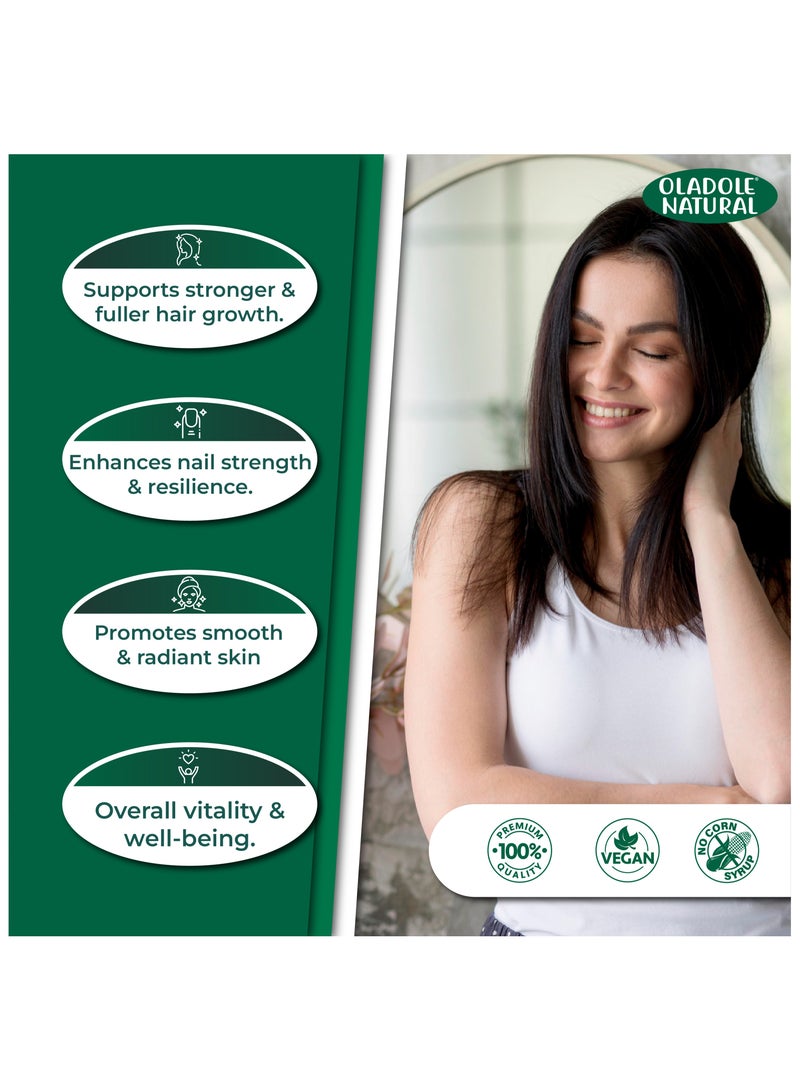 أولادول ناتشورال بيوتين ٢٥٠٠ ميكروغرام - ٦٠ كبسولة، مزيج فيتامينات ب عالي الفعالية، يدعم الشعر والبشرة والأظافر - Image 2